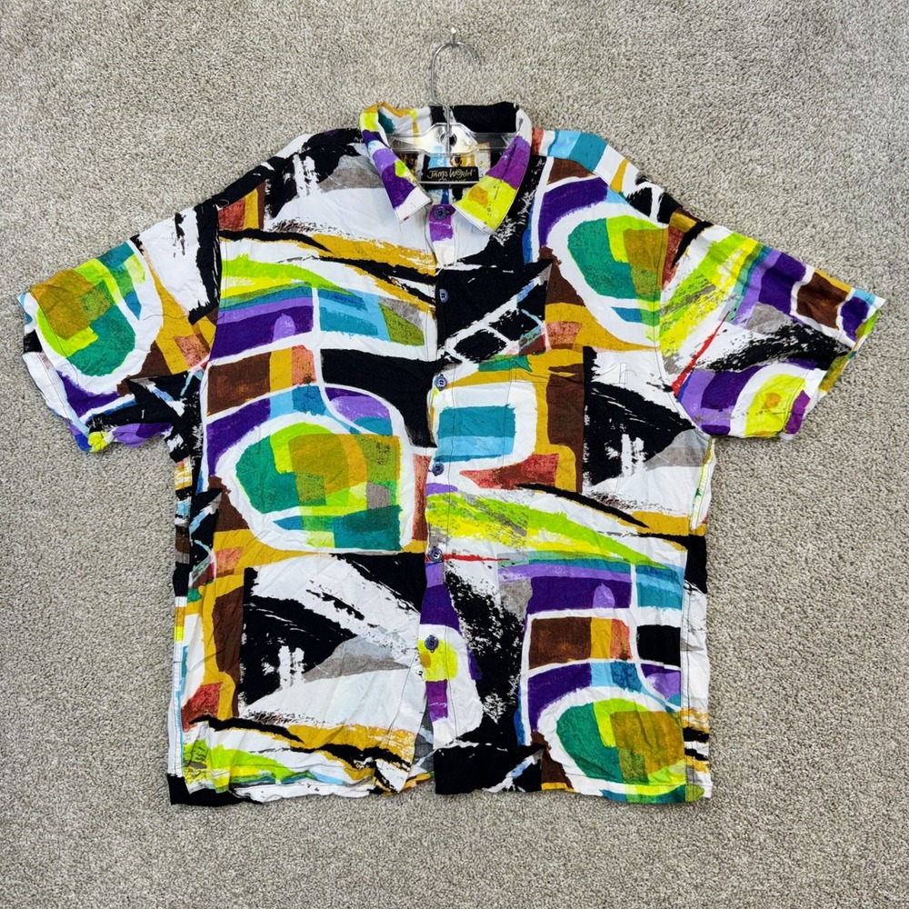 Jams World 50 years Button Up Shirt Mens Large Multicolor Monaco Abstract Hawaii